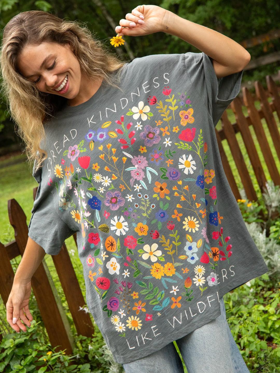 One Size Cotton Easy Tee - Twilight Folk Garden Product Image