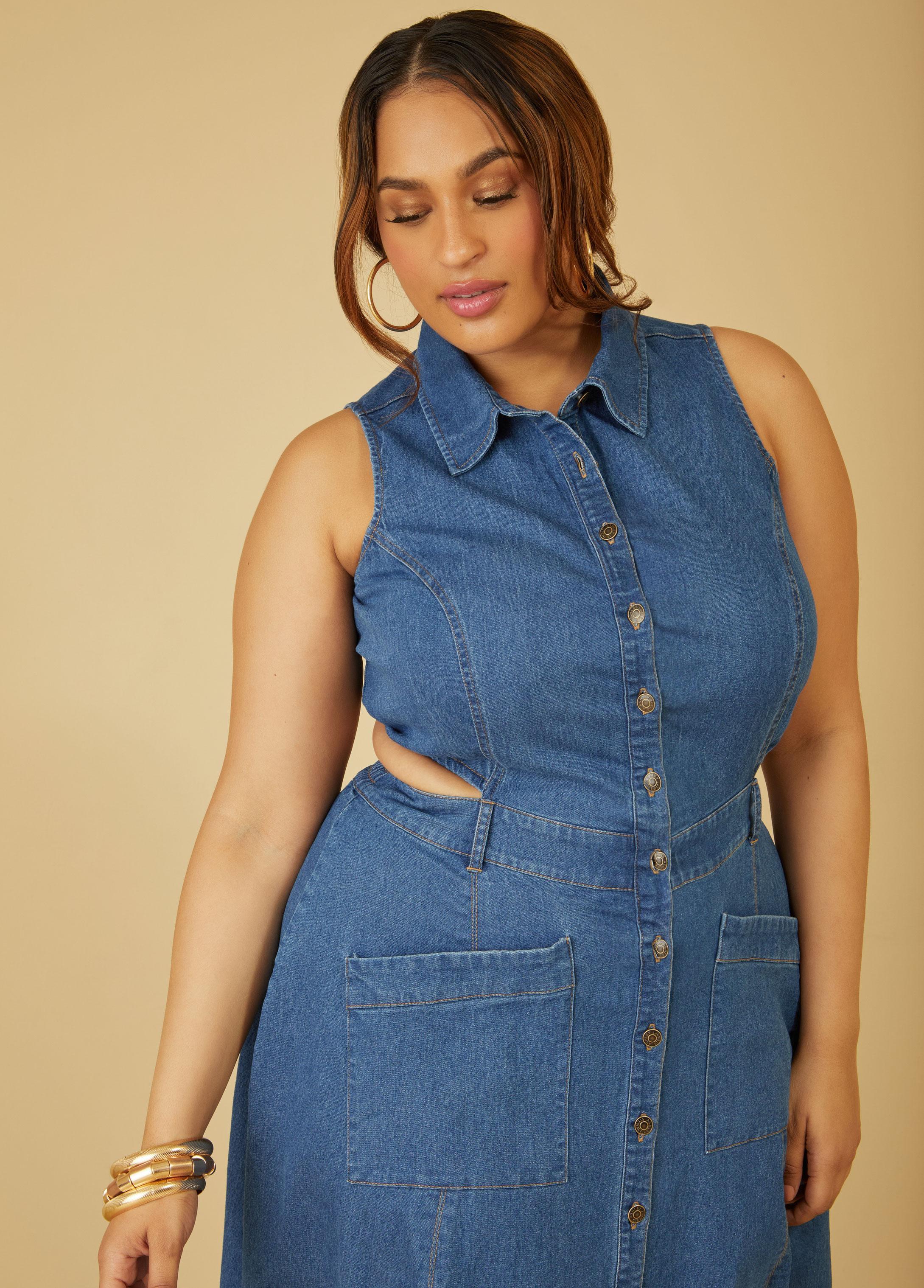 Cutout Denim Maxi Dress Product Image