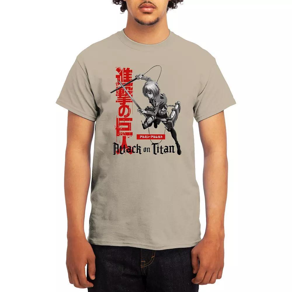 Men's Attack on Titan Armin Action Kanji Tee, Size: Large, Grey Kelly Product Image