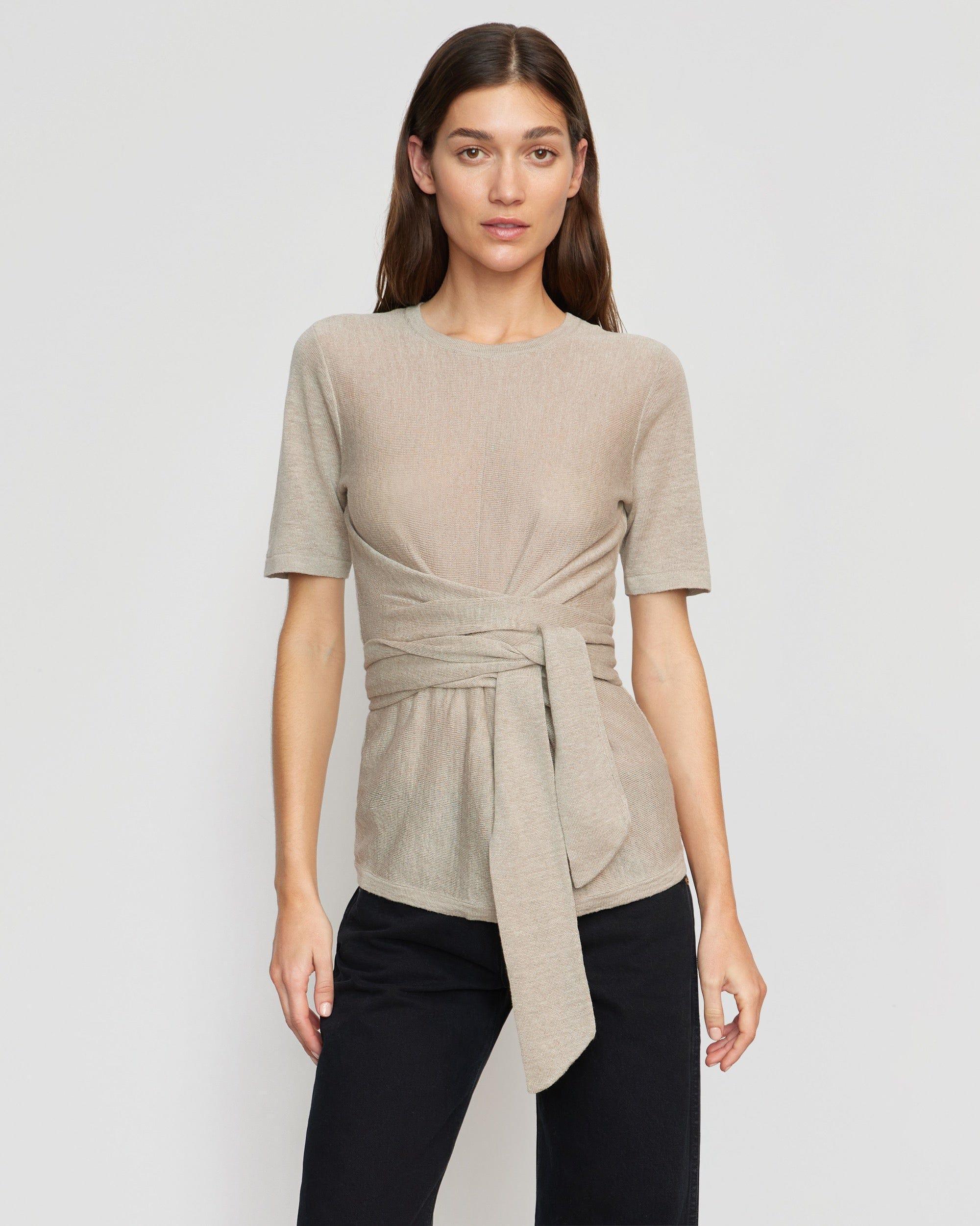 Lark Tie-Front Linen Sweater Product Image