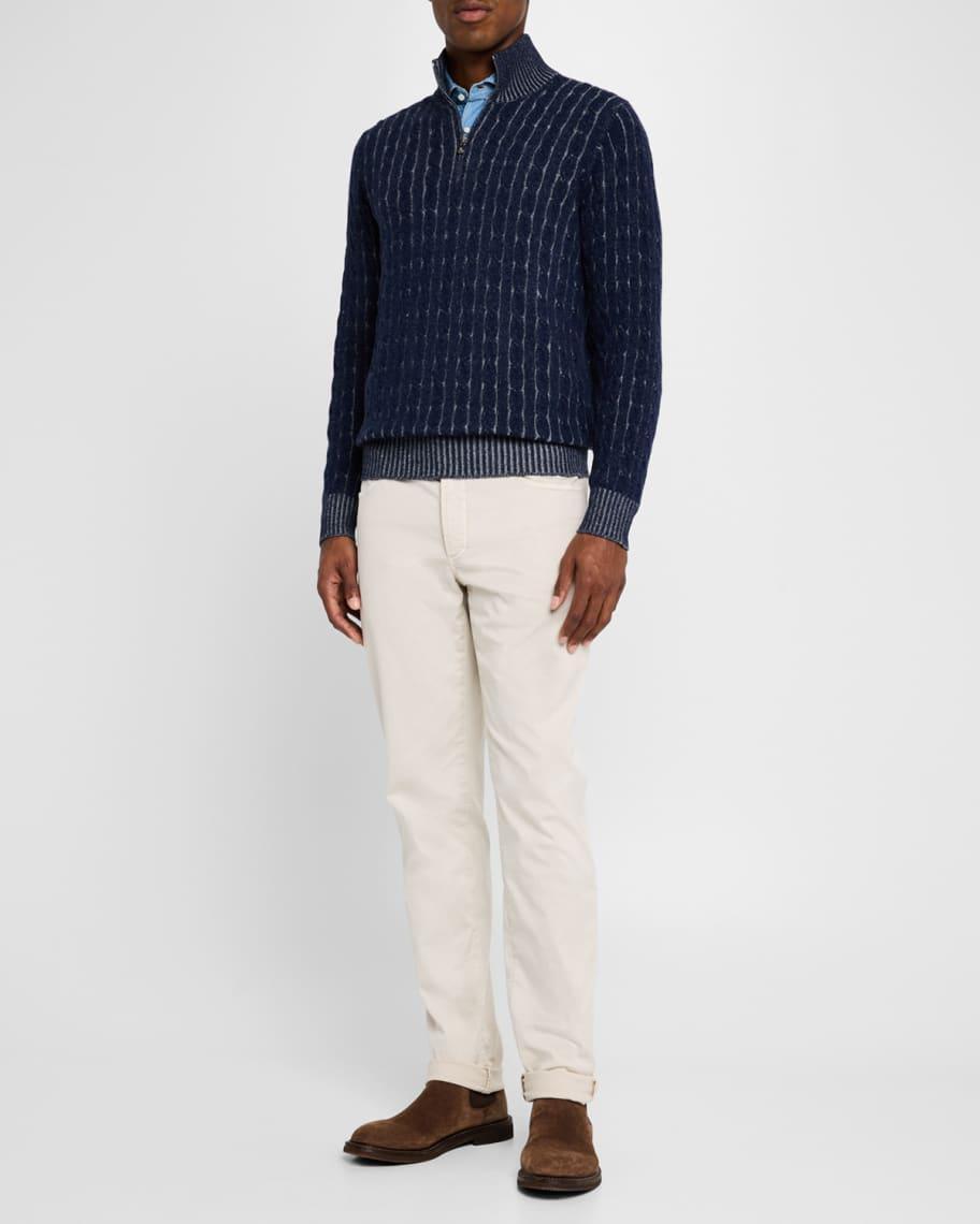 Mens Cashmere Cable Half-Zip Sweater Product Image