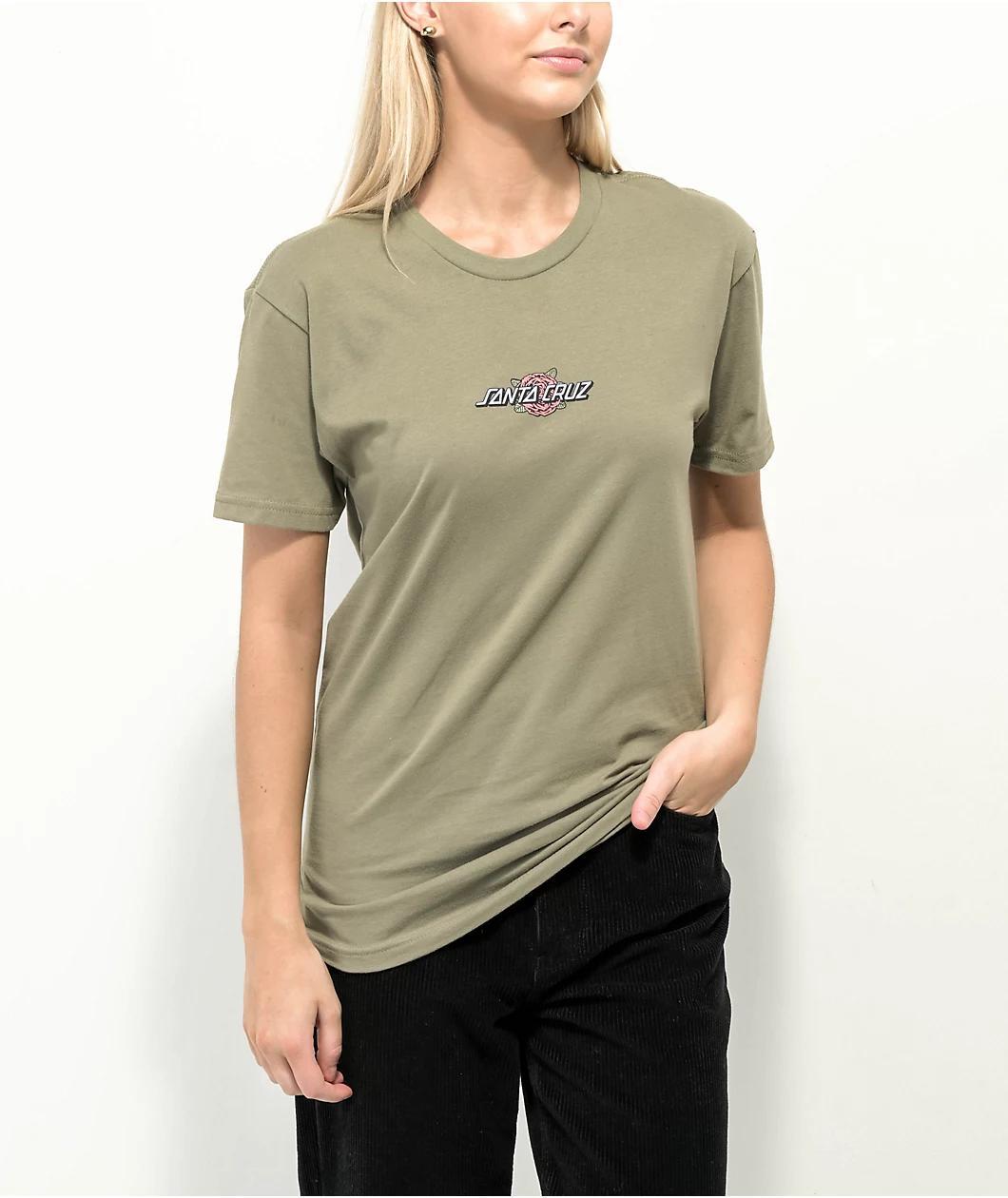 Santa Cruz Vague Rose Dot Olive T-Shirt Product Image