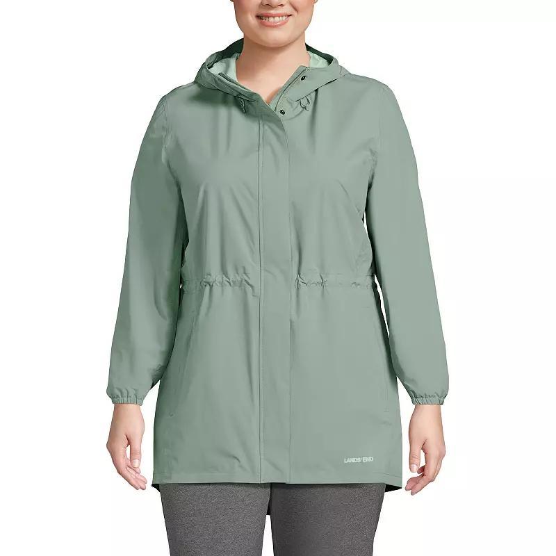 Plus Size Lands' End Hooded Packable Raincoat, Women's, Size: 1XL, White Product Image