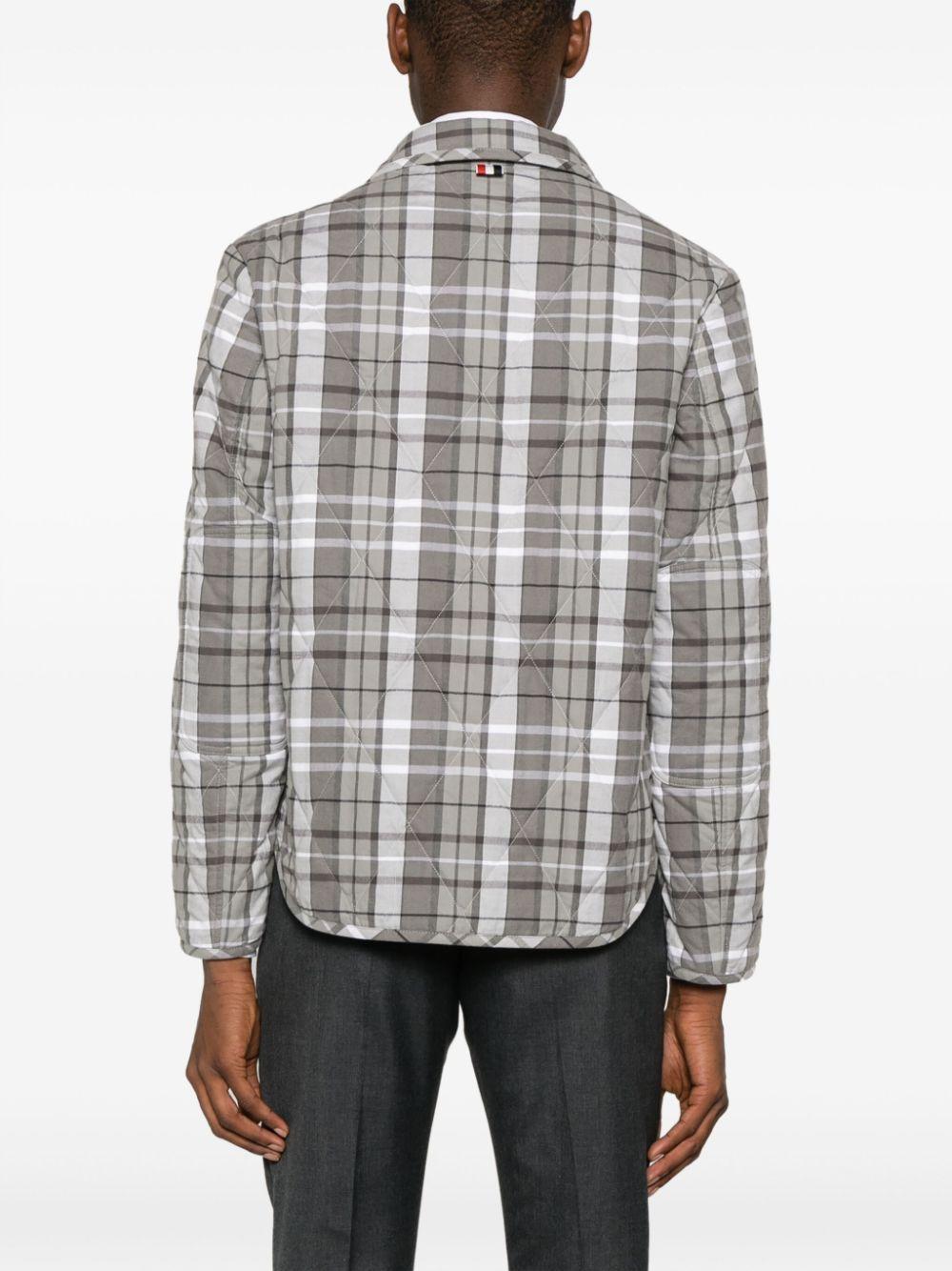 THOM BROWNE Checked Quilted Shirt Jacket In Grey Product Image