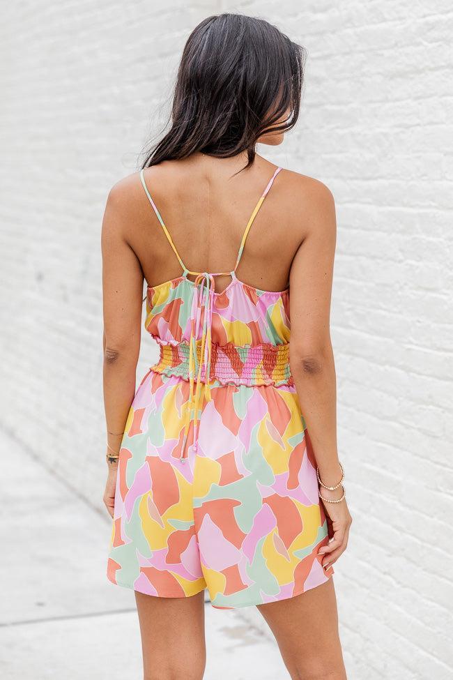 Time Slipped Away Multi Printed Abstract Tank Romper FINAL SALE Product Image