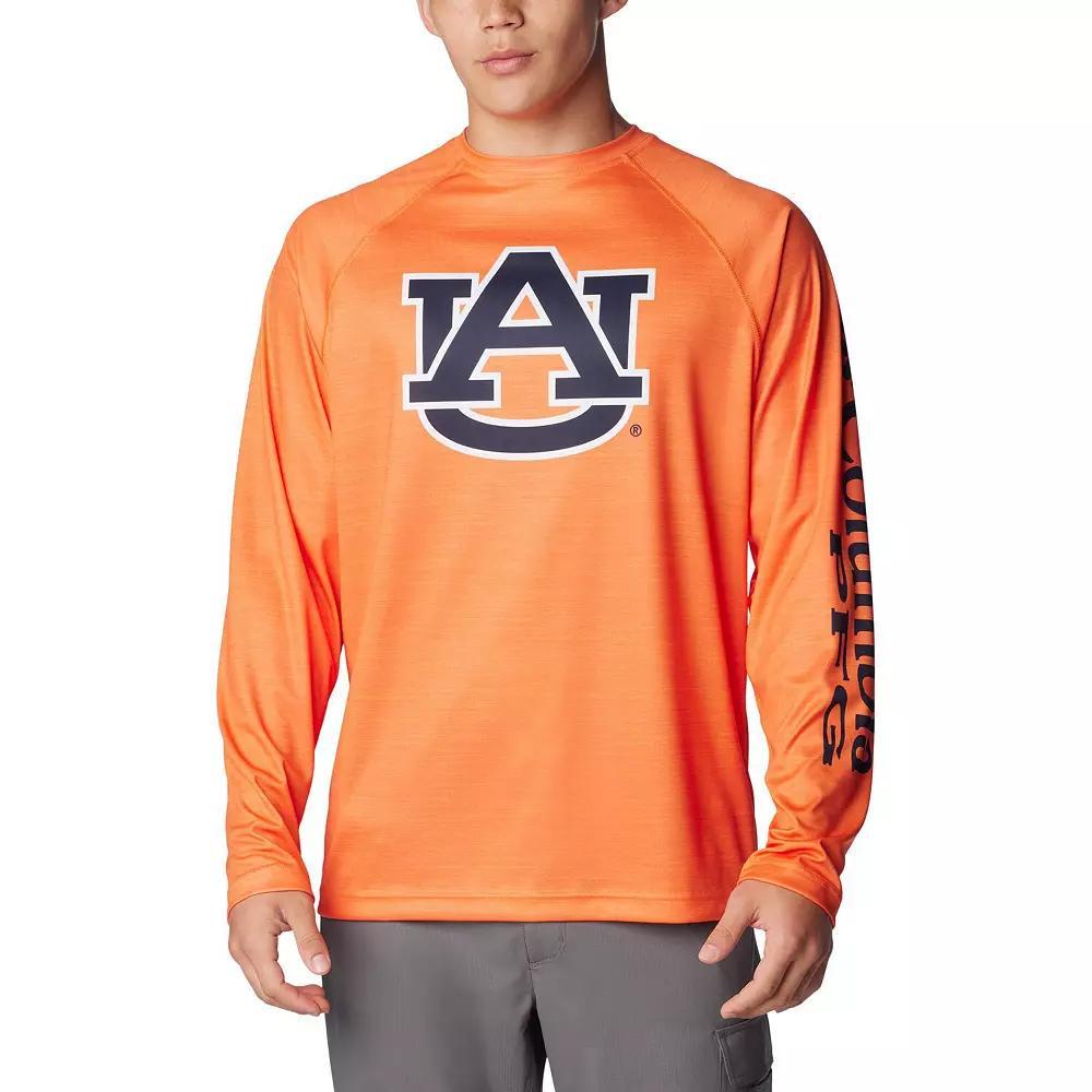 Men's Columbia Orange Auburn Tigers PFG Terminal Tackle Omni-Shade Raglan Long Sleeve T-Shirt,  Product Image