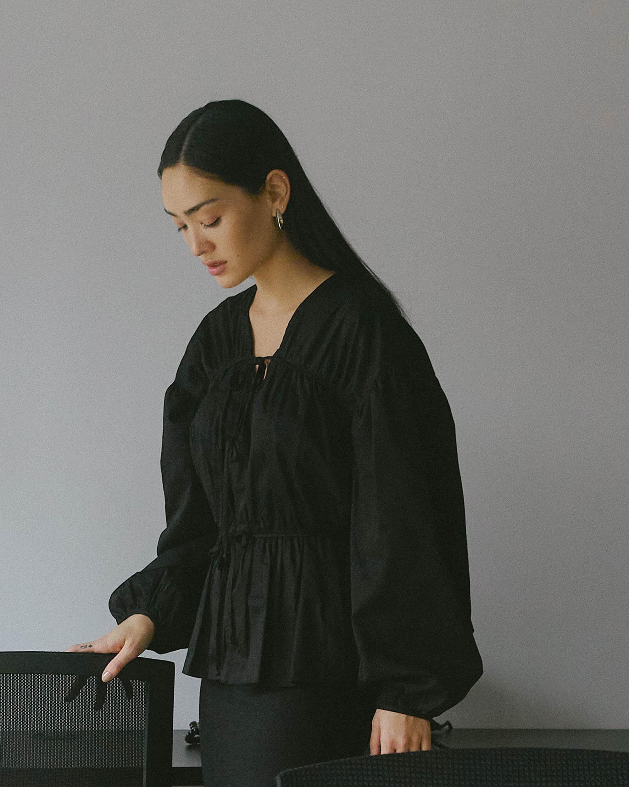 Hira Tie-Front Organic Cotton Blouse Product Image