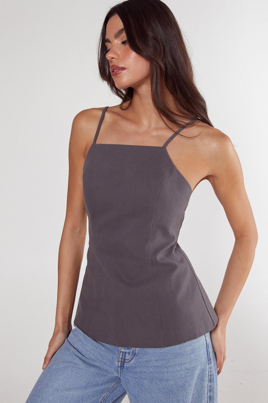 Tailored Cotton Twill Backless Longline Top Product Image