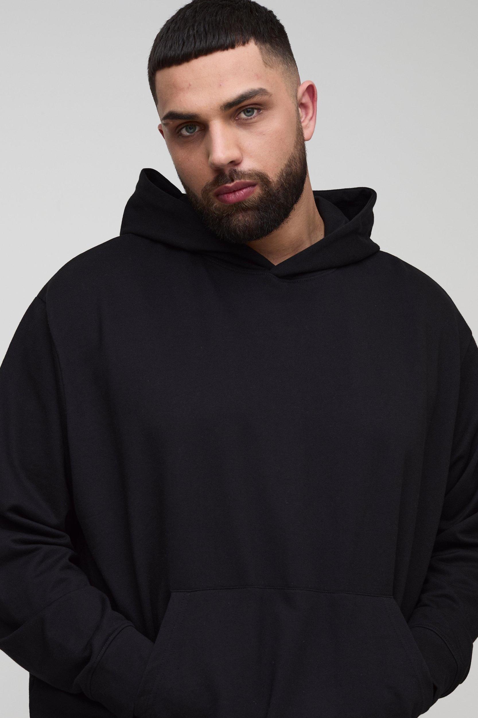 Plus 260GSM Loopback Oversized Fit Basic Hoodie | boohooMAN USA Product Image