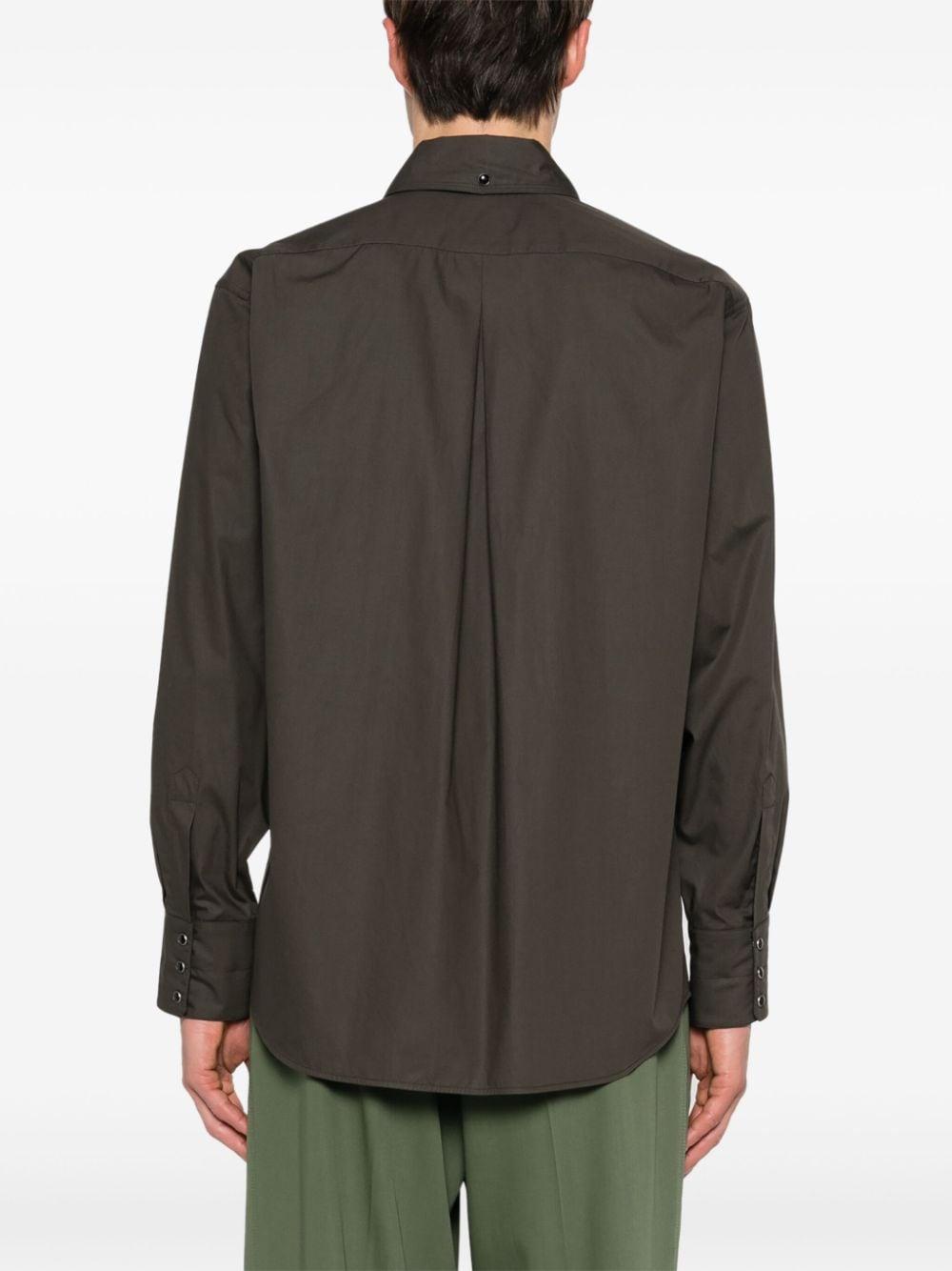 Long-sleeve Cotton Shirt In Brown Product Image