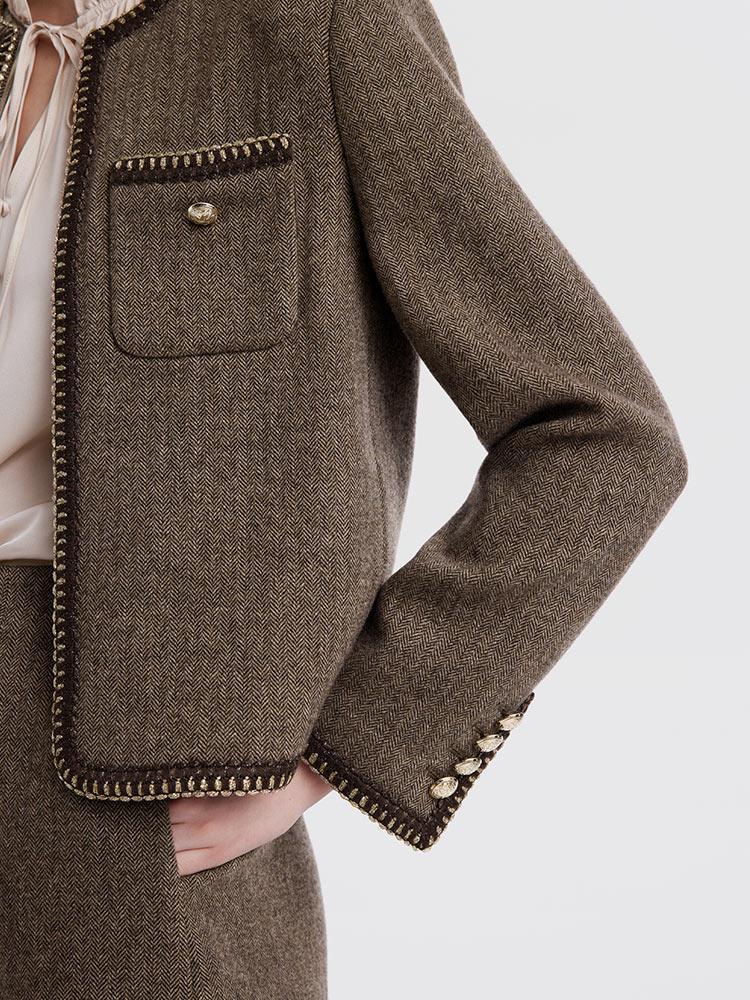 Retro Brown Washable Woolen Jacket Product Image