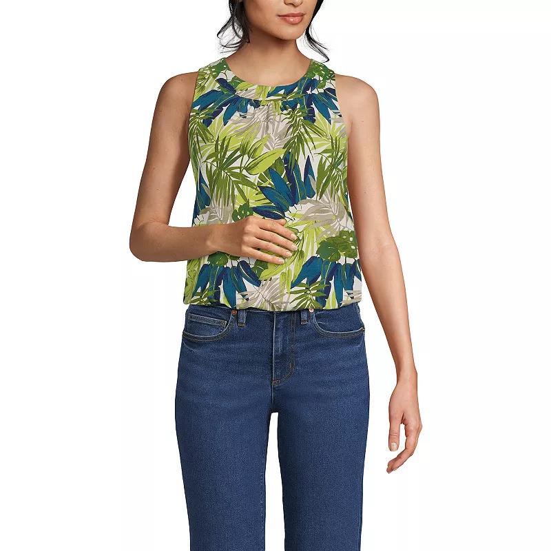 Women's Lands' End Lightweight Jersey Pleated Tank Top, Size: XS, Blue Ditsy Floral Product Image