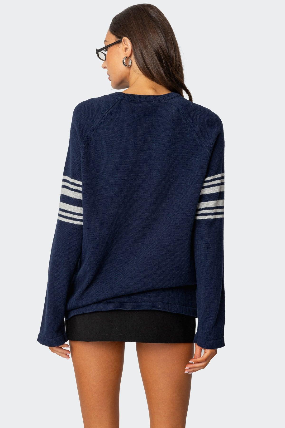 Contrast Stripe Oversized Knit Top Product Image