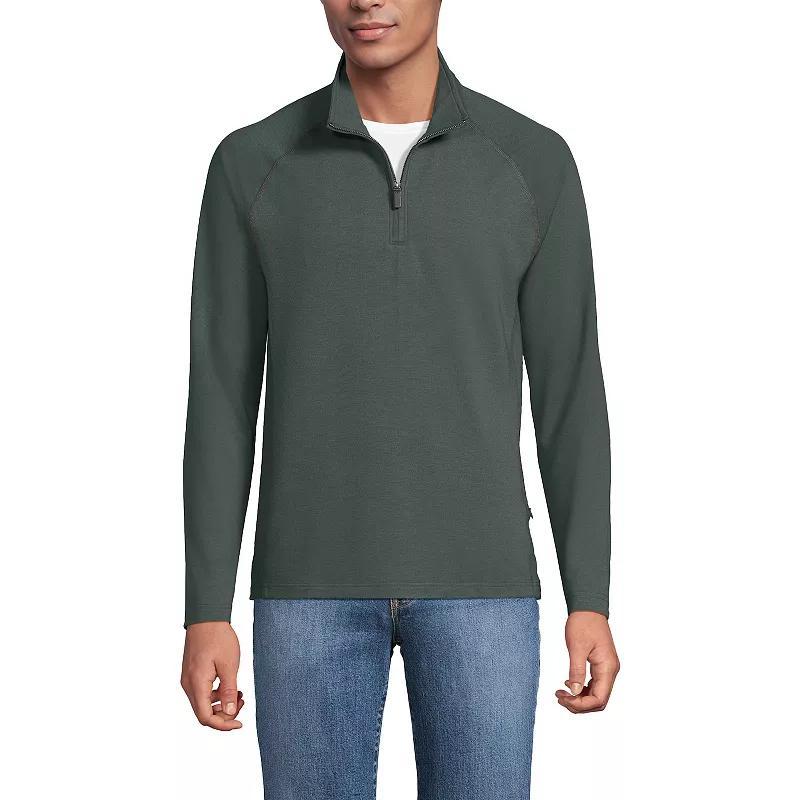 Men's Lands' End Long Sleeve Raglan French Terry Quarter Zip Sweatshirt,  Product Image