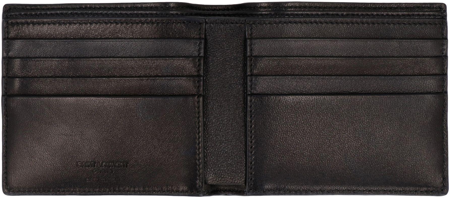 SAINT LAURENT Men's East/west Leather Wallet In Black Product Image