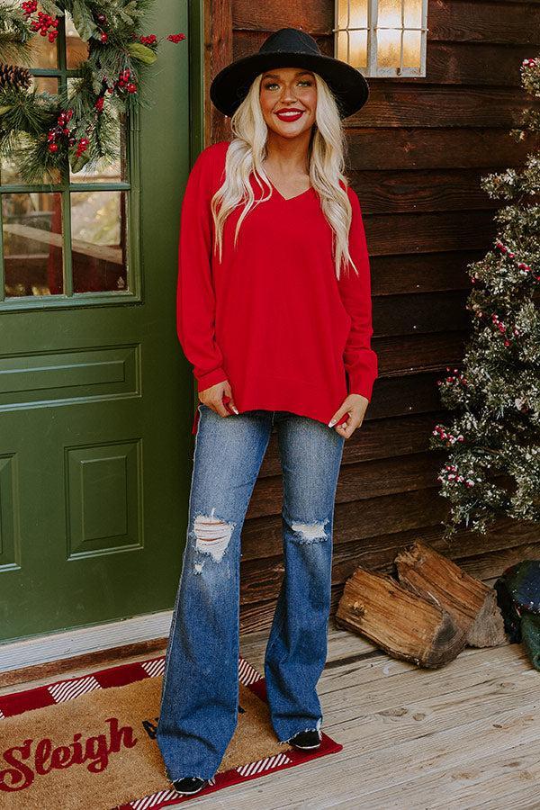 Sincerely Snuggly Sweater Top in Red Product Image