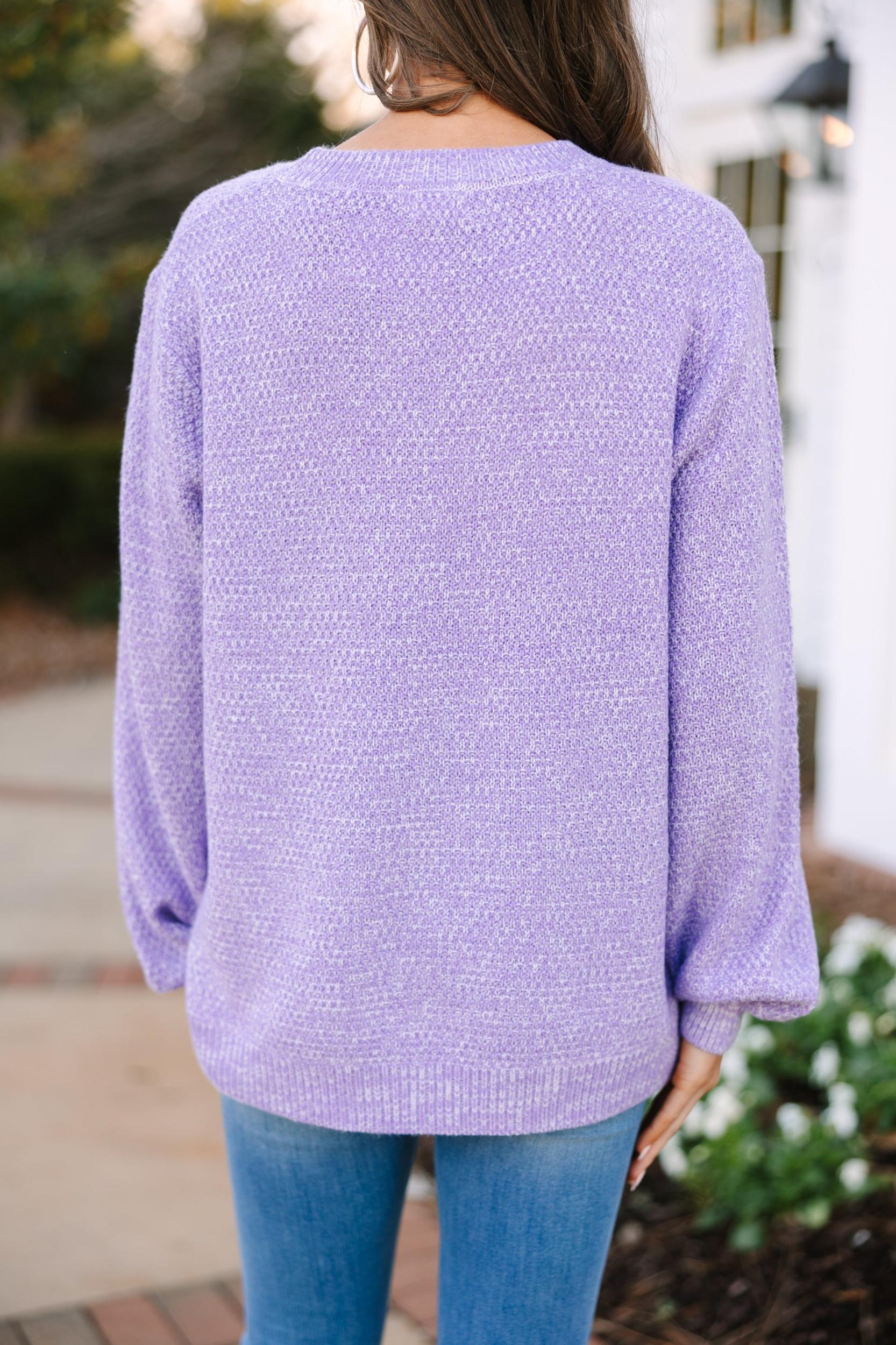 The Slouchy Lavender Purple Bubble Sleeve Sweater Female Product Image
