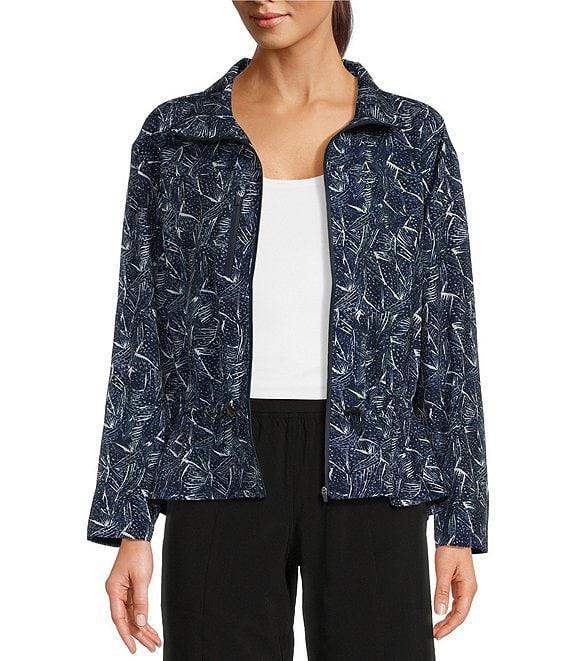 NZ ACTIVE by NIC + ZOE Falling Fans Tech Stretch Printed Zip Front Long Sleeve Jacket Product Image