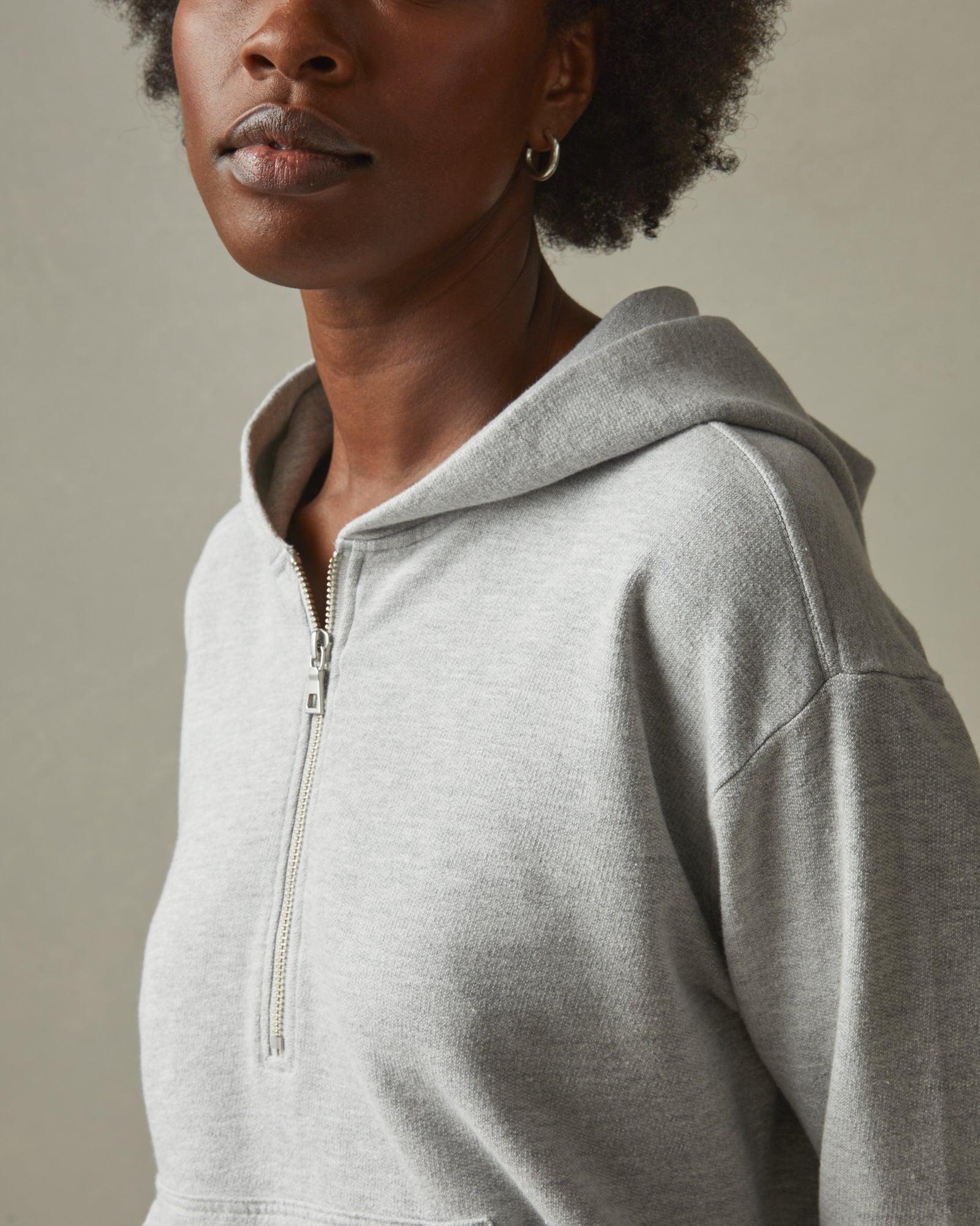 Women's French Terry Half Zip Hoodie - Ash Heather Female Product Image