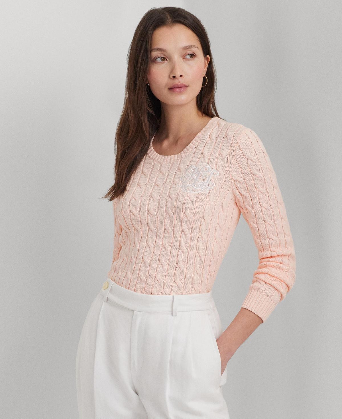 Lauren Ralph Lauren Cable-Knit Cotton Sweater Opal) Women's Sweater Product Image