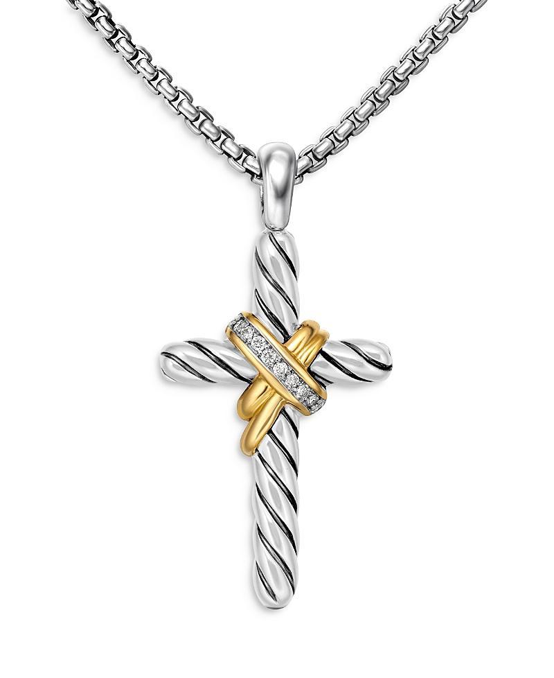 X Cross Necklace with Diamonds and 14K Gold Product Image