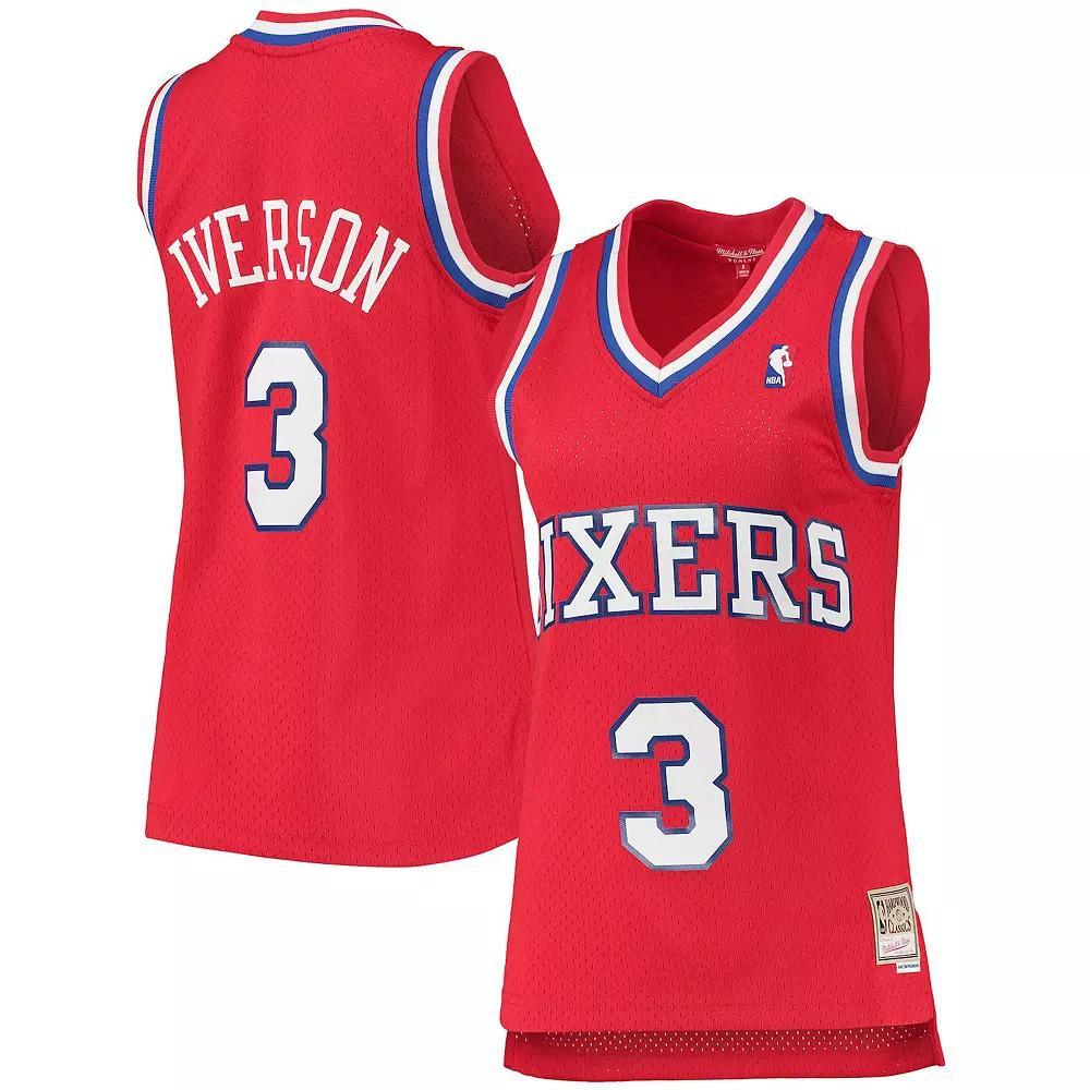 Women's Mitchell & Ness Allen Iverson Red Philadelphia 76ers 2002/03 Hardwood Classics Swingman Jersey,  Product Image
