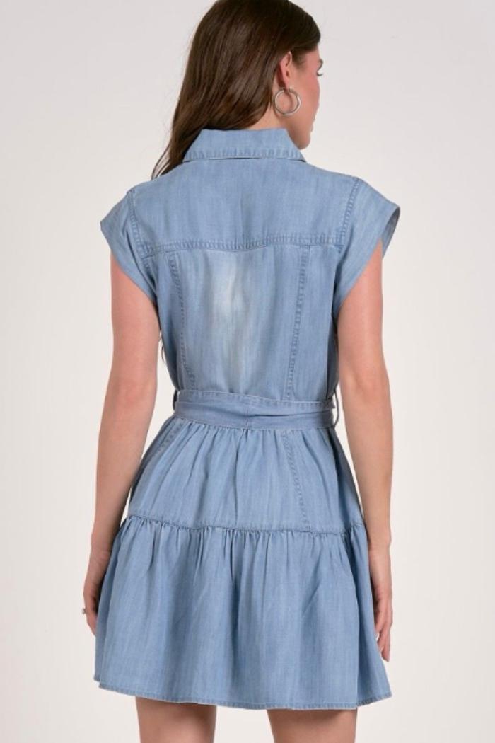 Western Denim Ruffle Dress Product Image