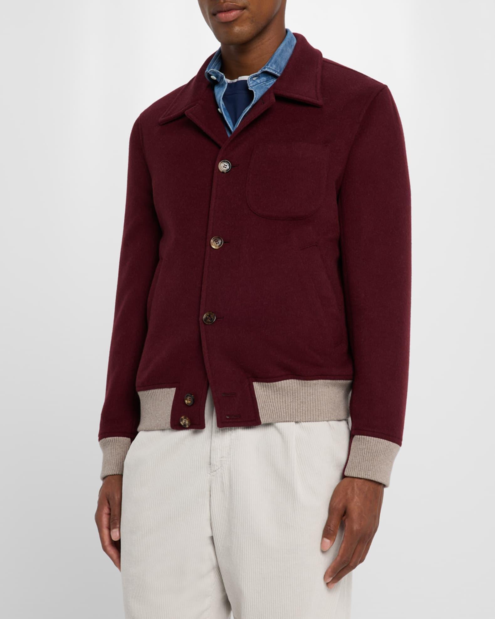 Men's Wool Button-Front Bomber Jacket Product Image