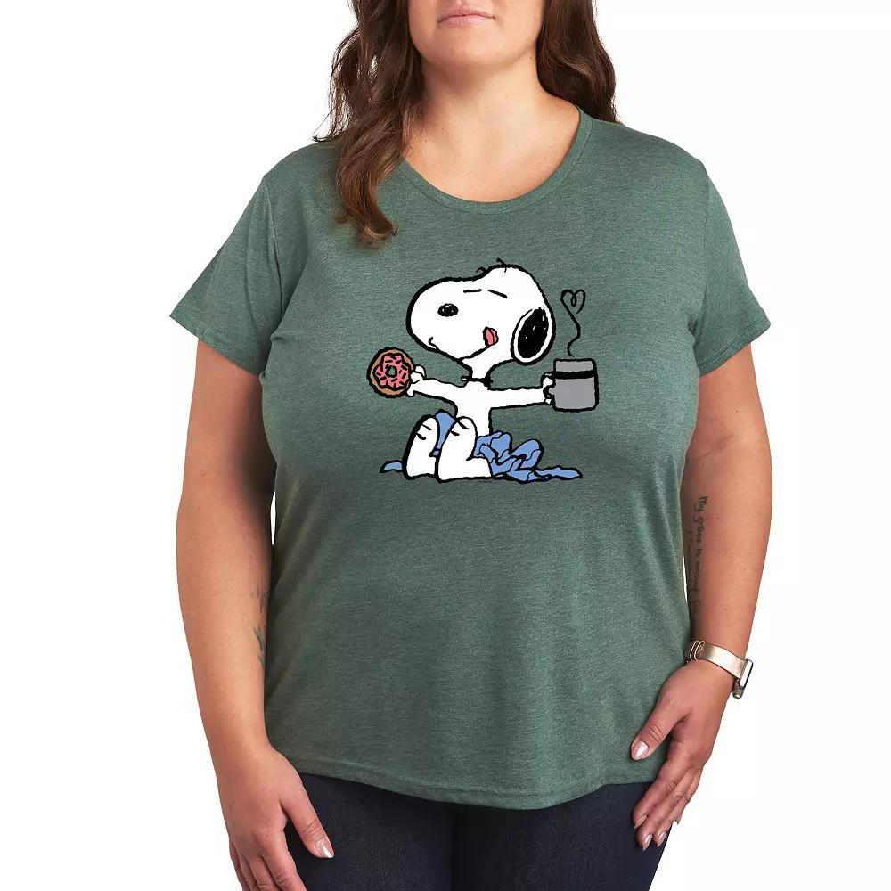 Plus Peanuts Donut Coffee Snoopy Graphic Tee, Women's,  Product Image
