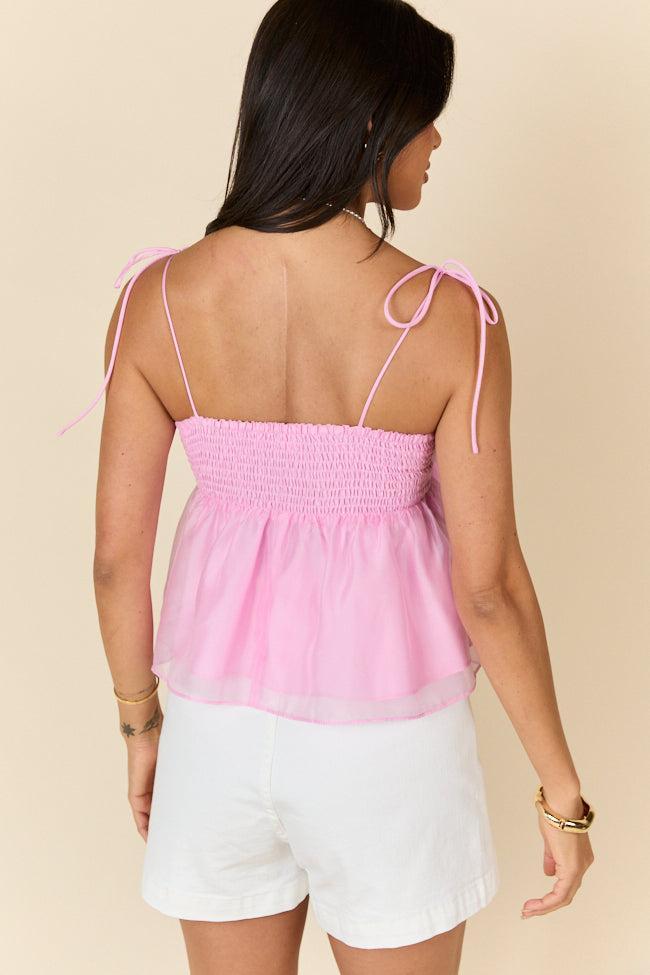 Be Seen Pink Woven Bow Tank FINAL SALE Product Image