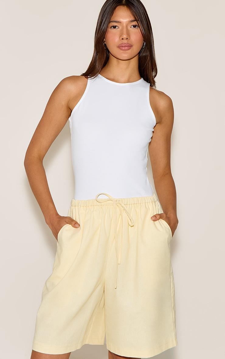Lemon Linen Blend Longline Shorts Product Image