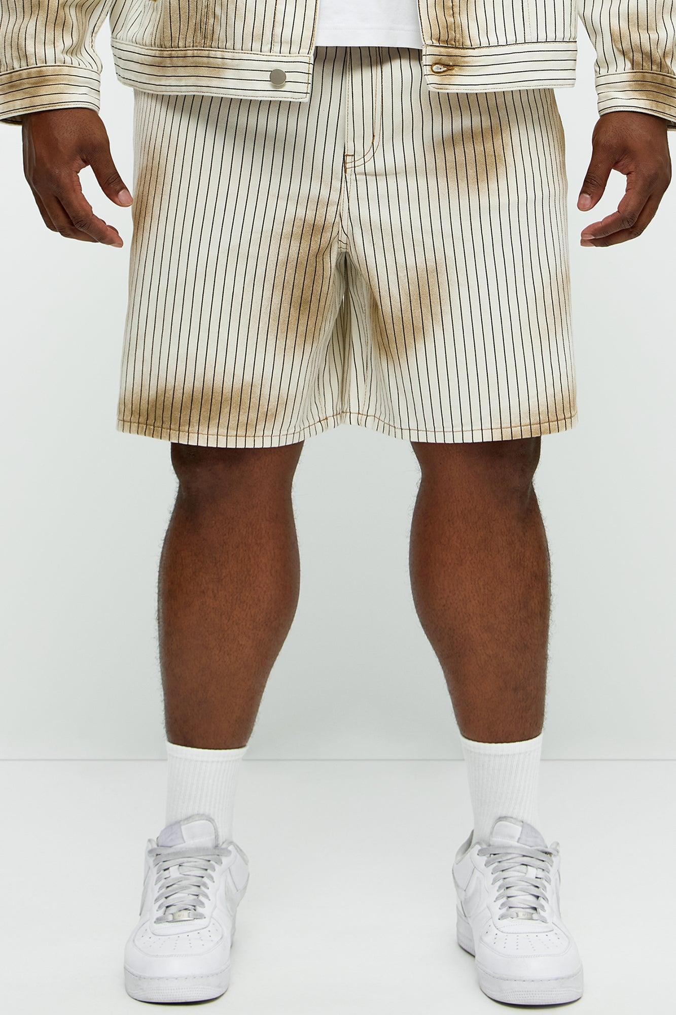 Byron Striped Relaxed Shorts - Cream/combo Product Image