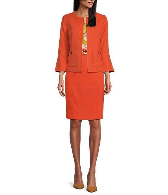 Kasper Textured Crew Neck Front Patch Pocket Coordinating Jacket Product Image