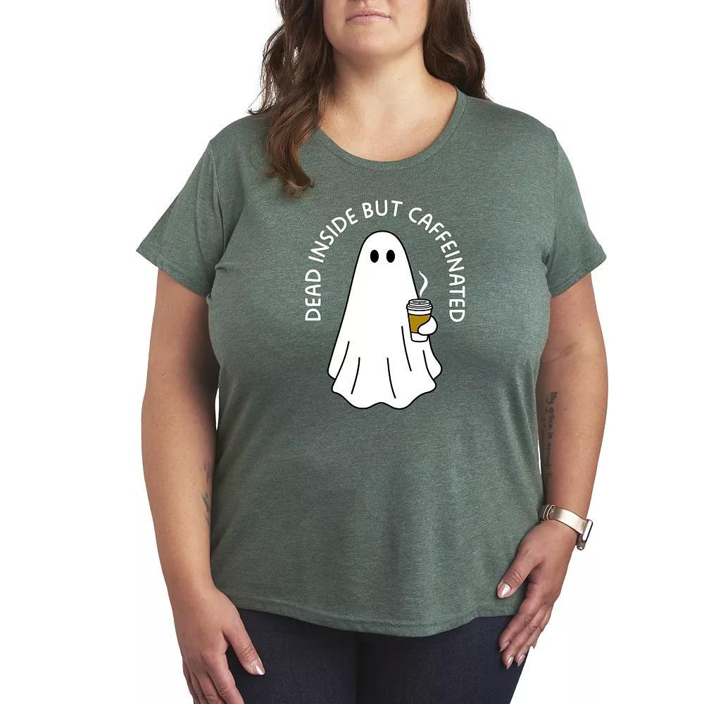 Plus Size Caffeinated Ghost Graphic Tee, Women's, Size: 1XL, Grey Green Product Image