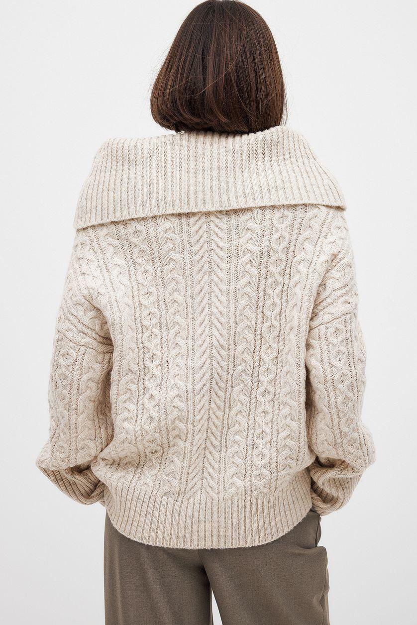 Cable Knitted Off Shoulder Sweater Product Image