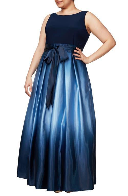 Sl Fashions Plus Size Ombre A-Line Gown - Black Product Image