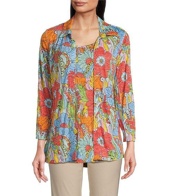 Ali Miles Floral Multi Print Button Front Tank Set Product Image