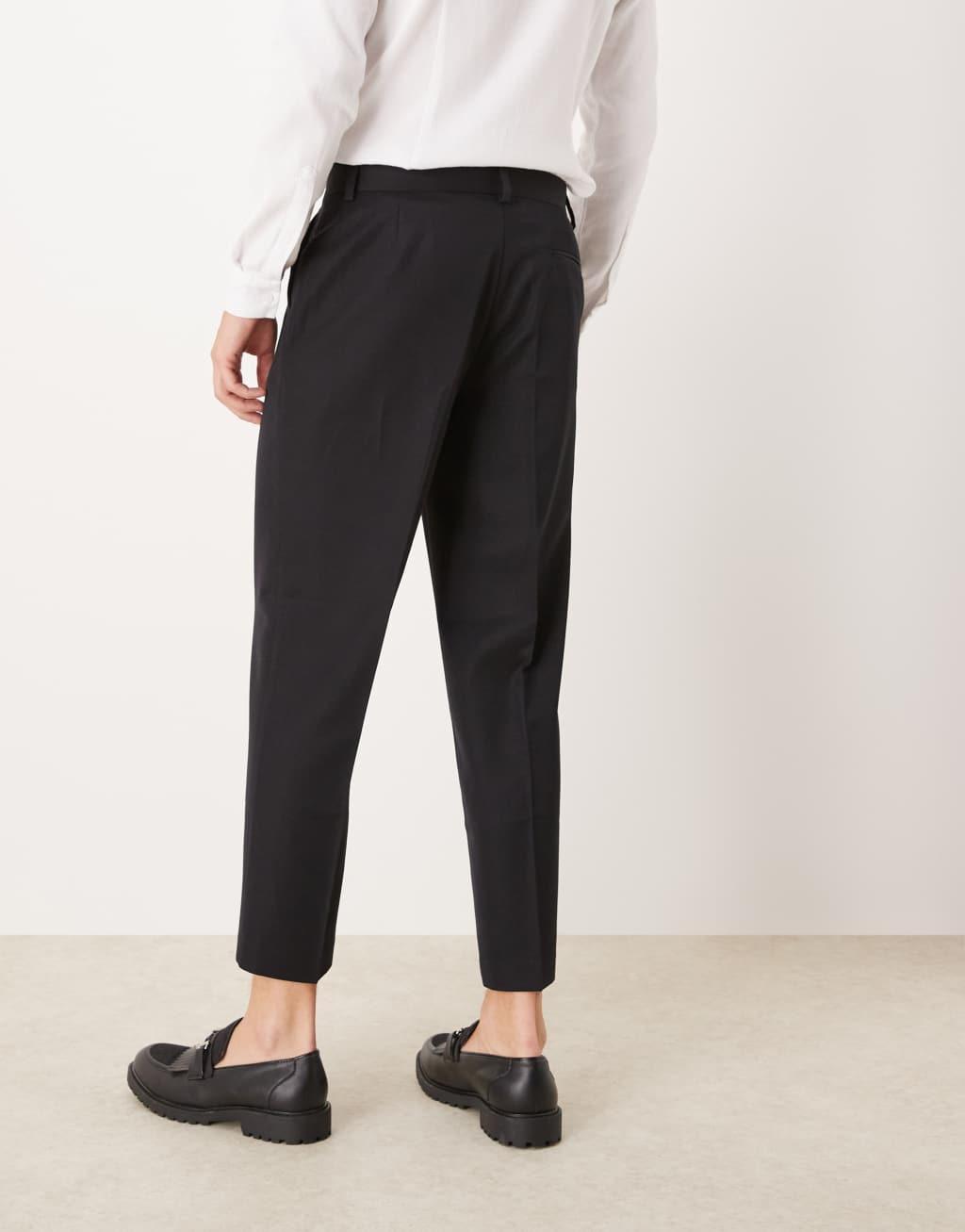 ASOS DESIGN smart straight leg cropped pants in black Product Image