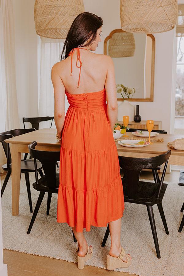 Coastal Views Halter Midi Dress in Tangerine Product Image