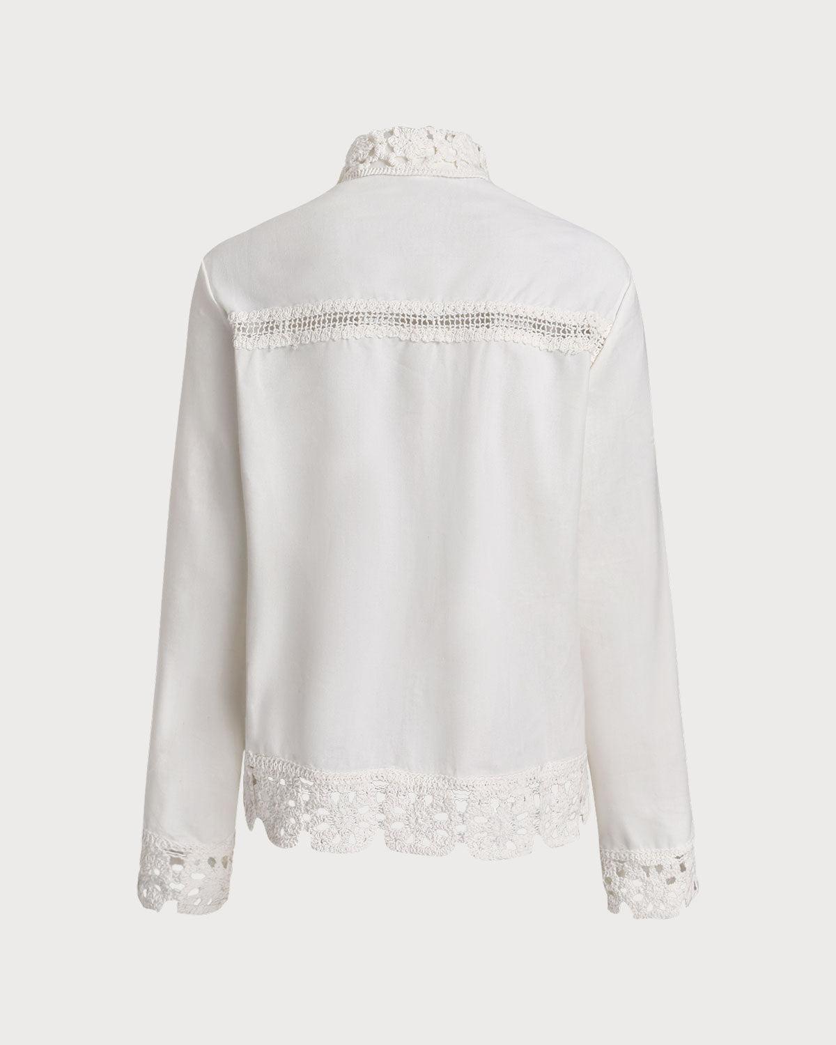 White Textured Crochet Shirt Product Image