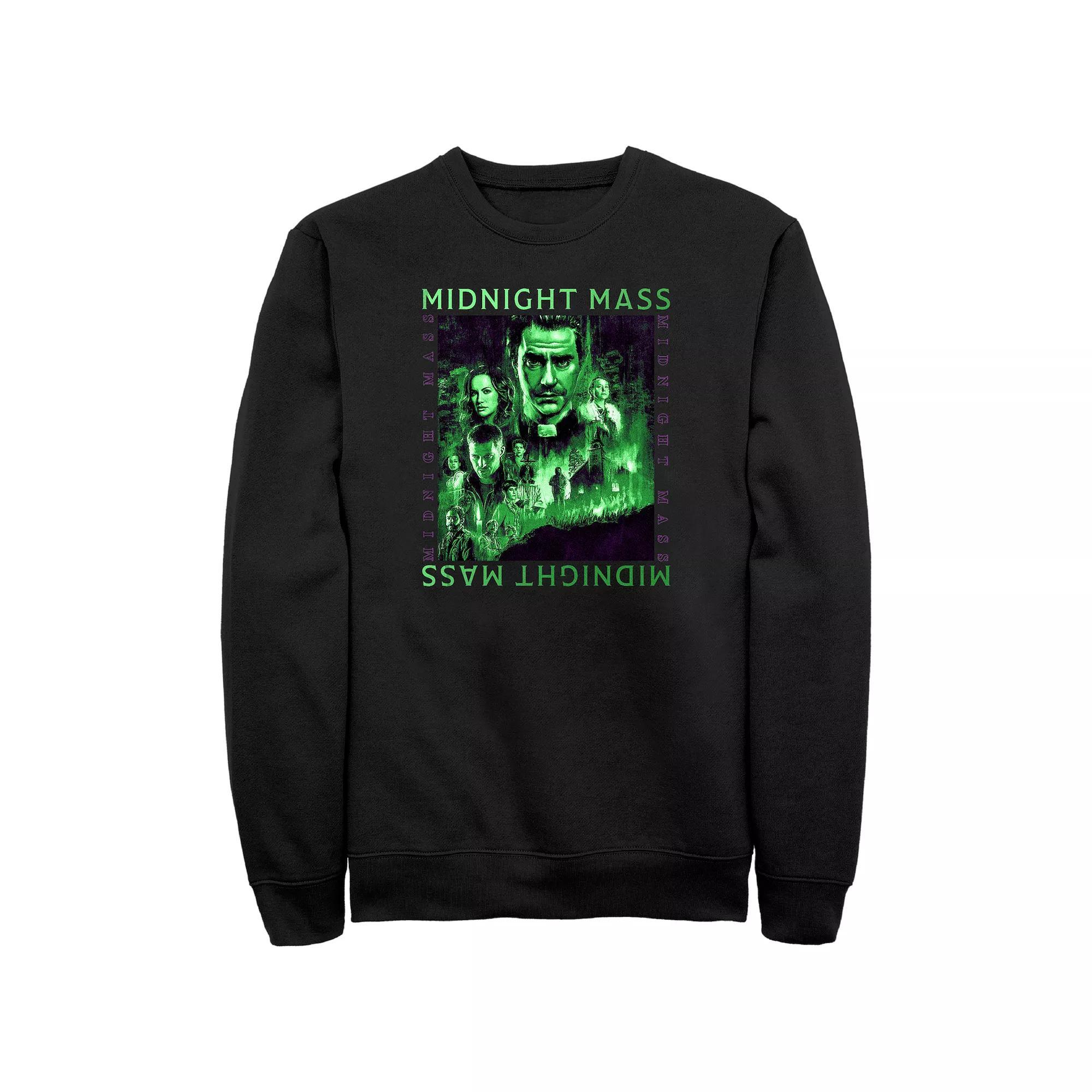 Men's Midnight Mass Green Lights Poster Graphic Fleece, Size: 4XL, Black Product Image
