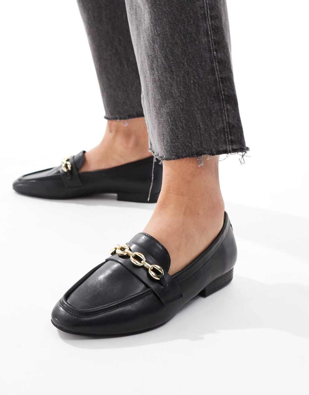 ASOS DESIGN Macaroon chain loafer in Black Product Image