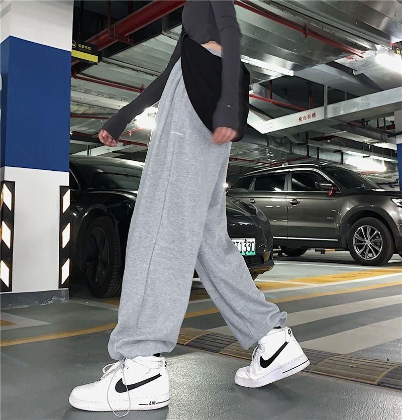 Plain Wide Leg Sweatpants Product Image