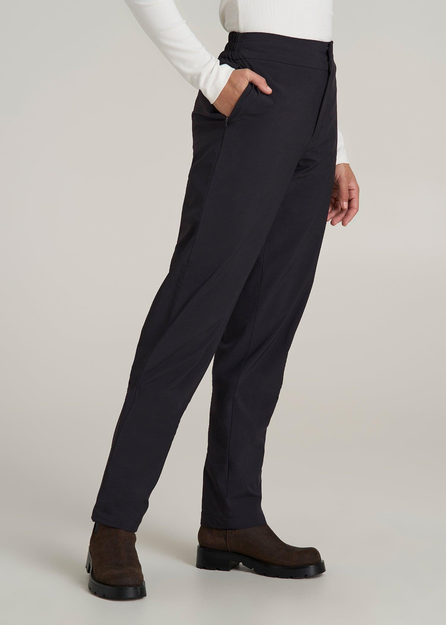 Pull On Fleece Lined Trouser Pants for Tall Women in Black Female Product Image