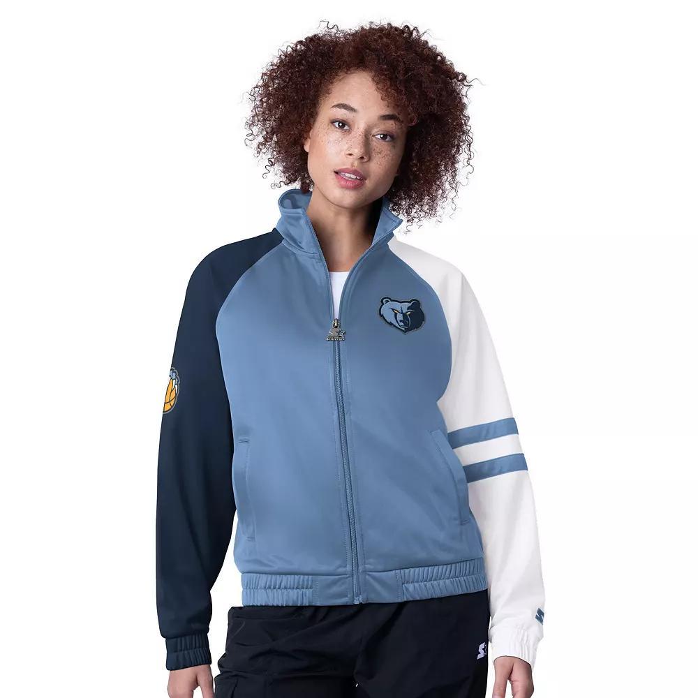 Women's Starter Light Blue Memphis Grizzlies Line Up Dolman Raglan Full-Zip Track Jacket,  Product Image
