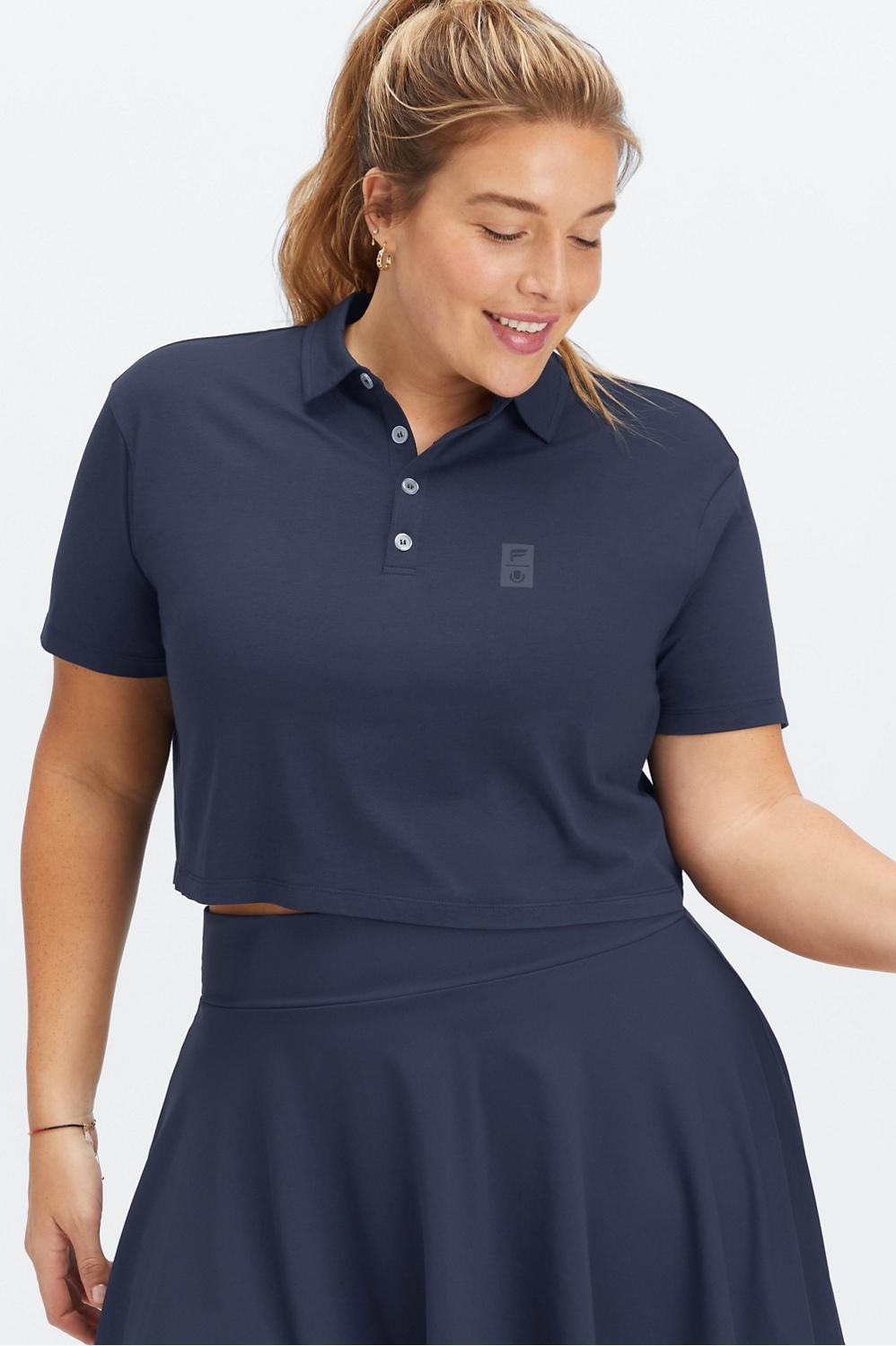 Fabletics Universal Tennis Boxy Short-Sleeve Polo Womens blue Size L Product Image