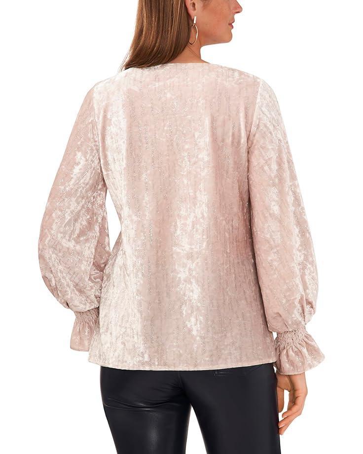 Peasant Split Neck Long Sleeve Blouse With Ties Product Image