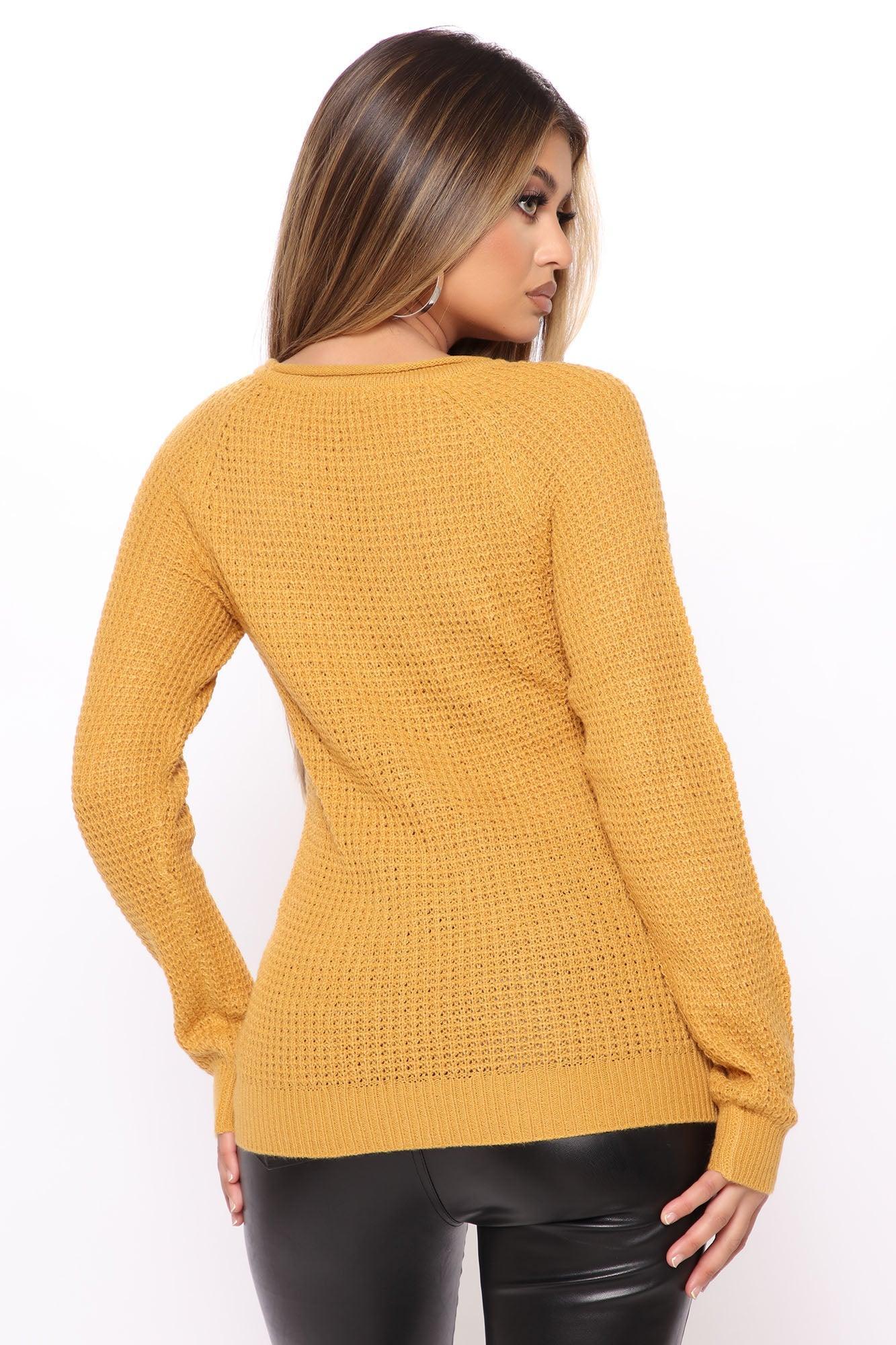 Ariana Waffle Sweater - Mustard Product Image