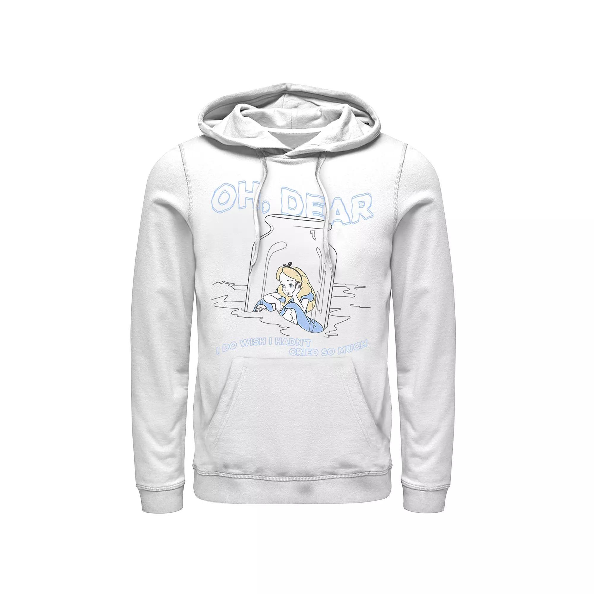 Disney's Alice In Wonderland Men's I Do Wish I Hadn't Cried So Much Hoodie, Size: Large, White Product Image