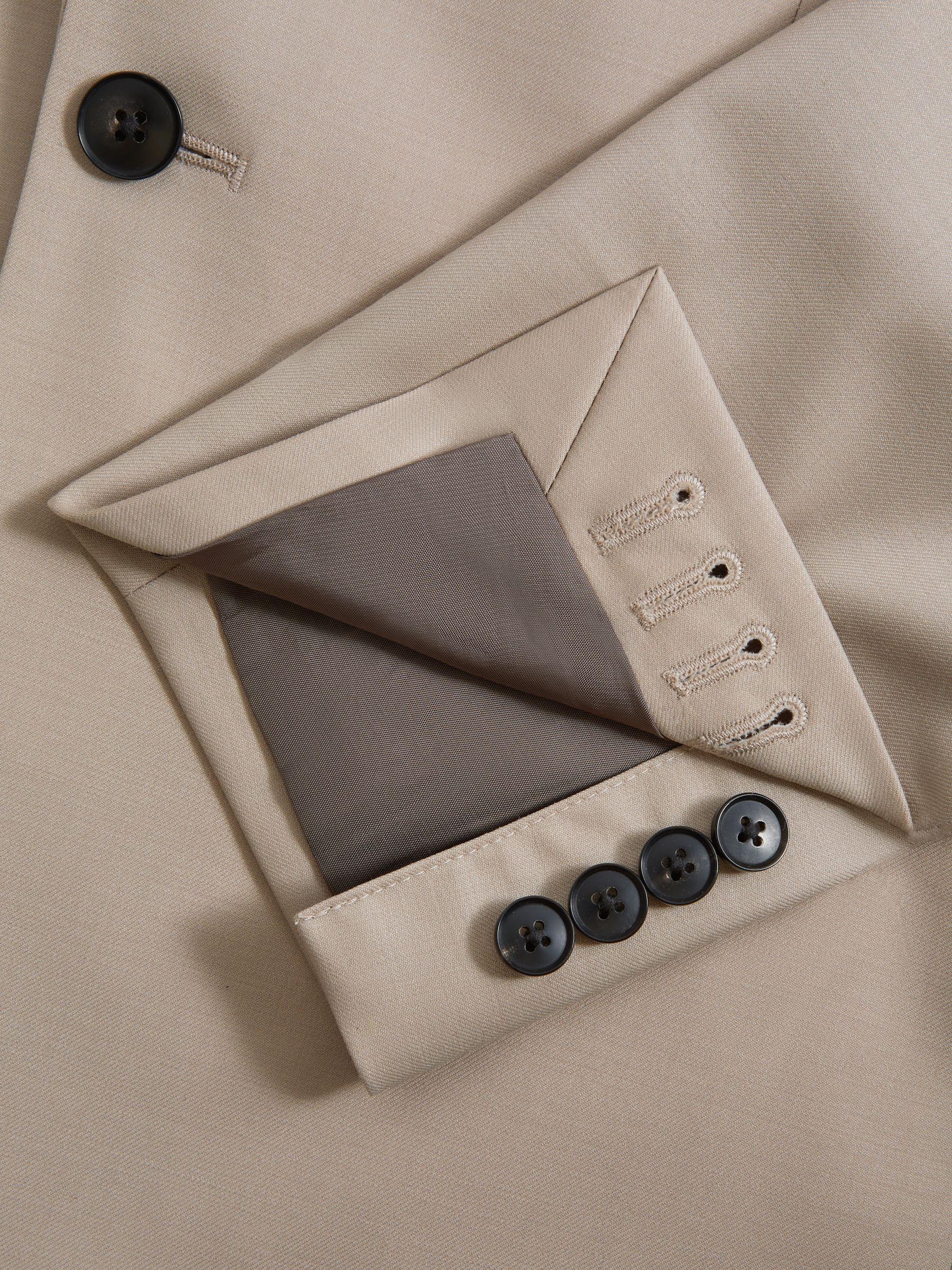 Slim Fit Wool Blend Single Breasted Blazer in Stone Product Image